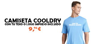camiseta cooldry con tu texto o logo impreso incluido